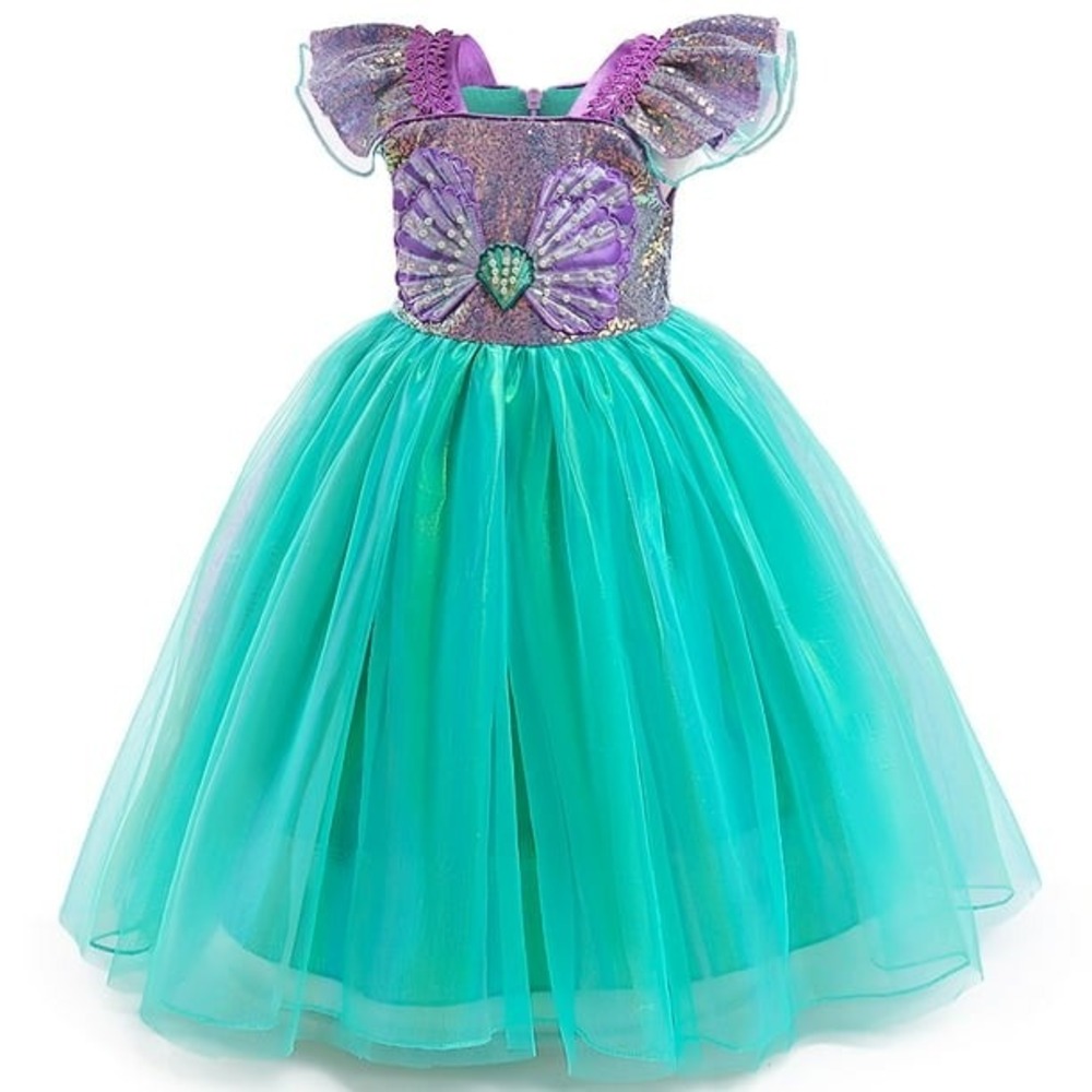 purple & green sequin princess dress halloween costume for toddler girls